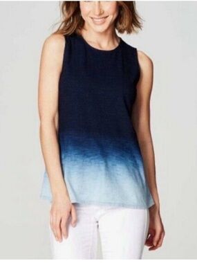 J. Jill Sleeveless Ombre Navy to Light Blue Tank Top